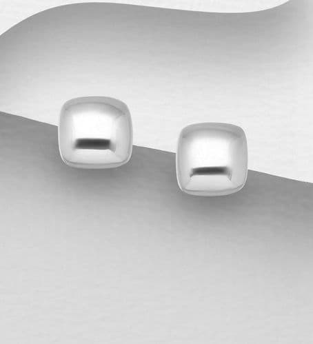 925 Sterling Silver Solid Had Crafted Square Stud Earrings